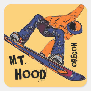 Adesivos laranja de snowboard do Monte Hood Oregon