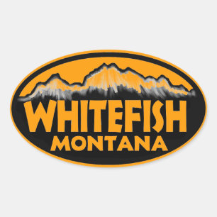 Adesivos laranja ovais de Whitefish Montana