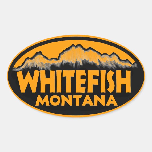 Adesivos laranja ovais de Whitefish Montana (Frente)
