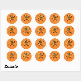 Adesivos laranja redondos pequenos de Rã de Basque