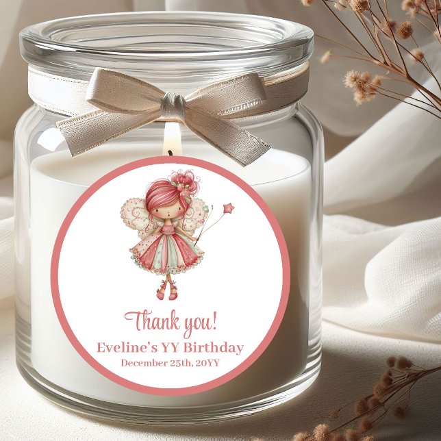Adesivos Mágicos de Aniversário de Menina com Flor (Magical Whimsy Pink Floral Girl Birthday Stickers)