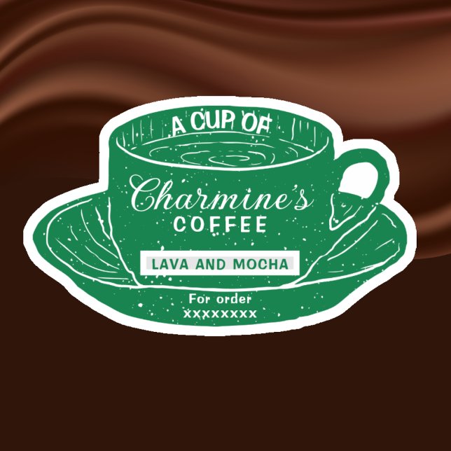 Adesivos Modernos de Xícara de Café Verde para Cop (Criador carregado)