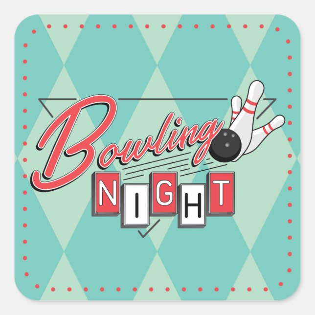 Adesivos Noturnos de Boliche com Logo Retro (Frente)