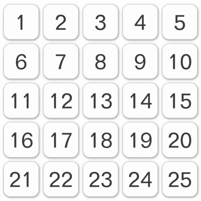 Adesivos numéricos quadrados personalizáveis preto (Frente)
