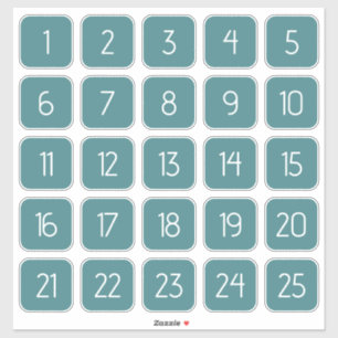 Adesivos Numéricos Quadrados Personalizáveis Verde