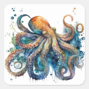 Adesivos Octopus de Aquarela