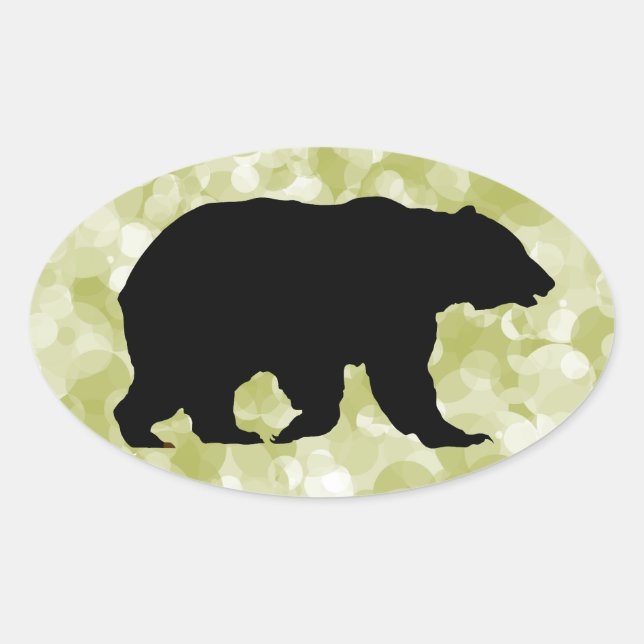 Adesivos Ovais com Silhueta de Urso (Frente)