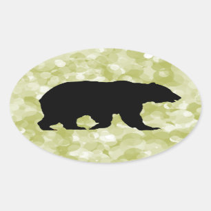 Adesivos Ovais com Silhueta de Urso