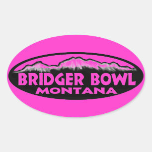 adesivos ovais cor-de-rosa Bridger Bowl Montana