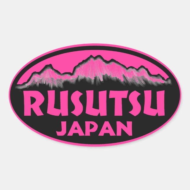 Adesivos ovais cor-de-rosa do Japão Rusutsu (Frente)