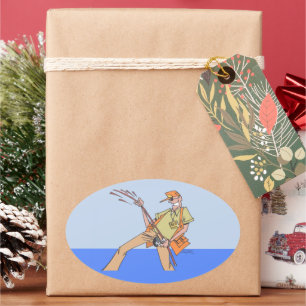 Adesivos ovais do pescador