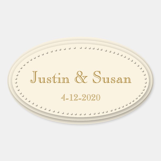 Adesivos Oval de Creme de Elegância Simples (Frente)