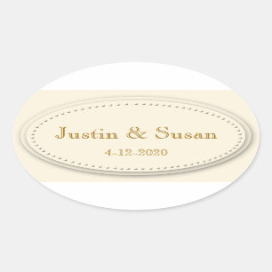 Adesivos Oval de Creme de Elegância Simples
