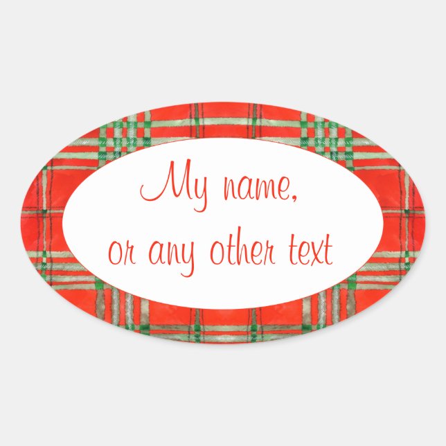 ADESIVOS OVAL MATTE TARTAN VERMELHO ESCOCÊS (Frente)