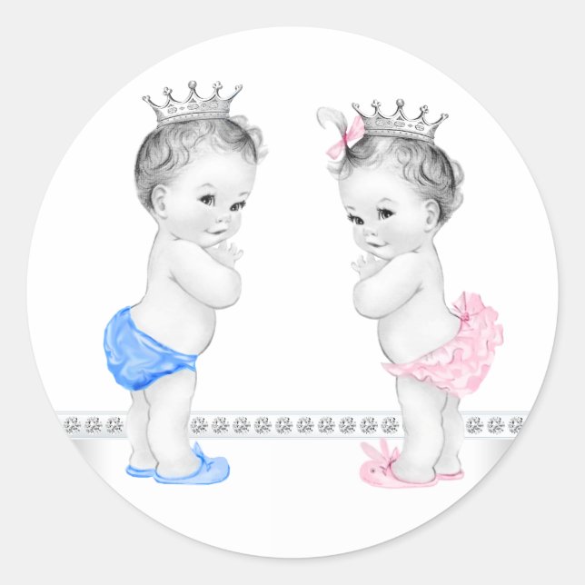 Adesivos para Chá de Bebê de Príncipe e Princesa G (Frente)