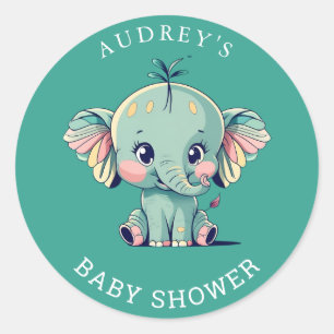 Adesivos para Chá de Bebê Elefante Cinza Turquesa