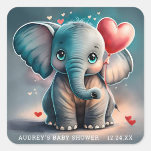 Adesivos para Chá de Bebê Elefante Cinza Turquesa