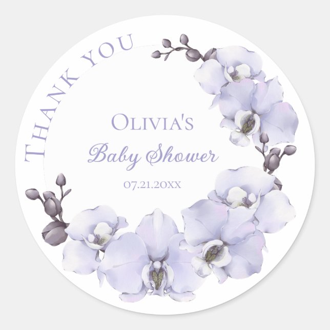 Adesivos para Chá de Bebê Orquídea Lavanda - Flora (Frente)