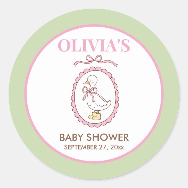 Adesivos para Chá de Bebê Pink Goose | Personaliza (Frente)