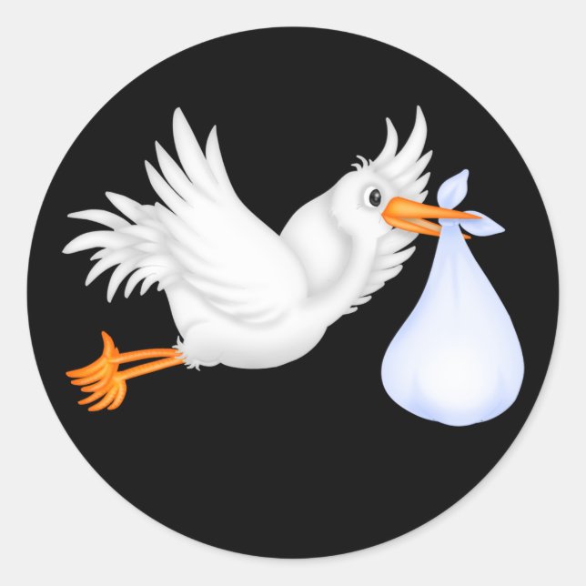 Adesivos para Chá de Bebê Stork Azul Preto (Frente)