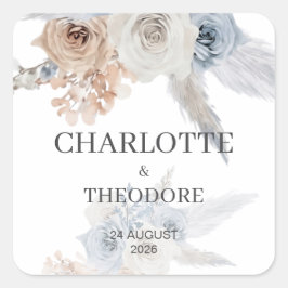 Adesivos para Envelope de Noiva Floral Bege Azul E
