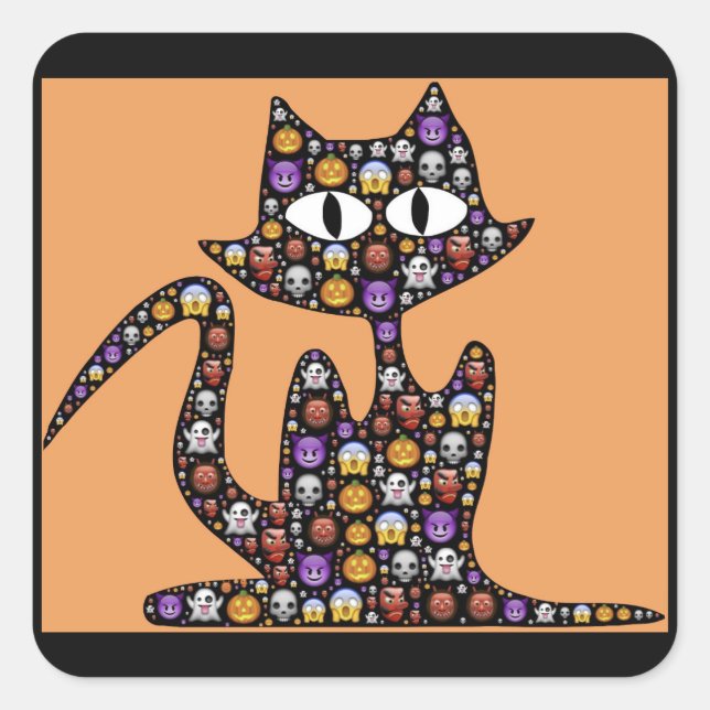 adesivos para gatos emoji de halloween (Frente)