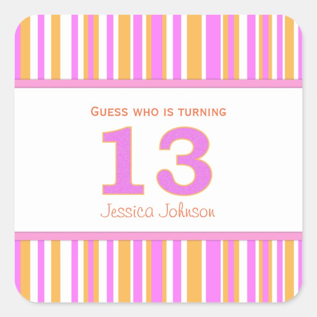 Adesivos personalizados de 13 de aniversário em fo (Frente)