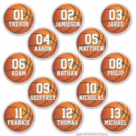 adesivos personalizados de basquete para 13 menino
