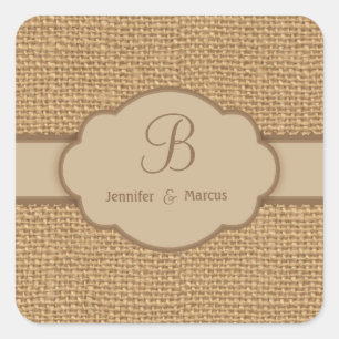Adesivos personalizados de burlap monogramo