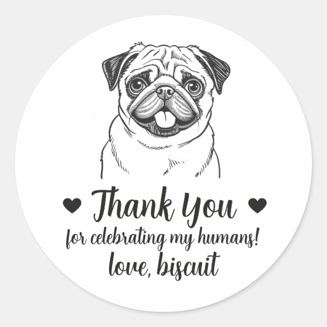 Adesivos Personalizados de Casamento com Cachorro  (Frente)