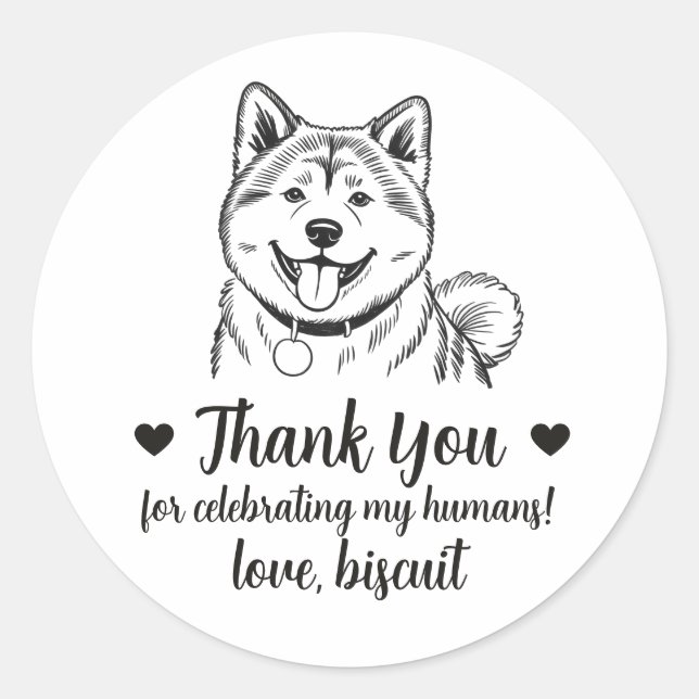 Adesivos Personalizados de Casamento com Cachorro  (Frente)