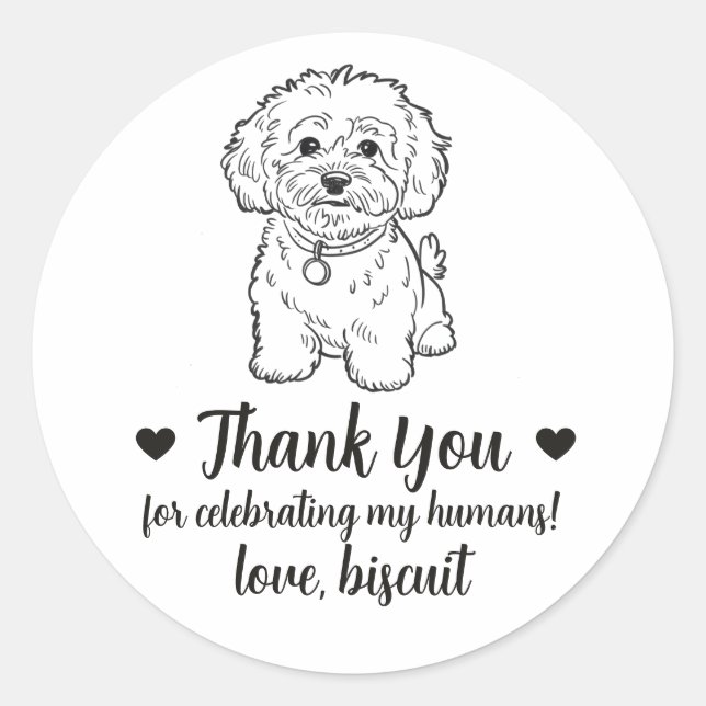 Adesivos Personalizados de Casamento com Cachorro  (Frente)