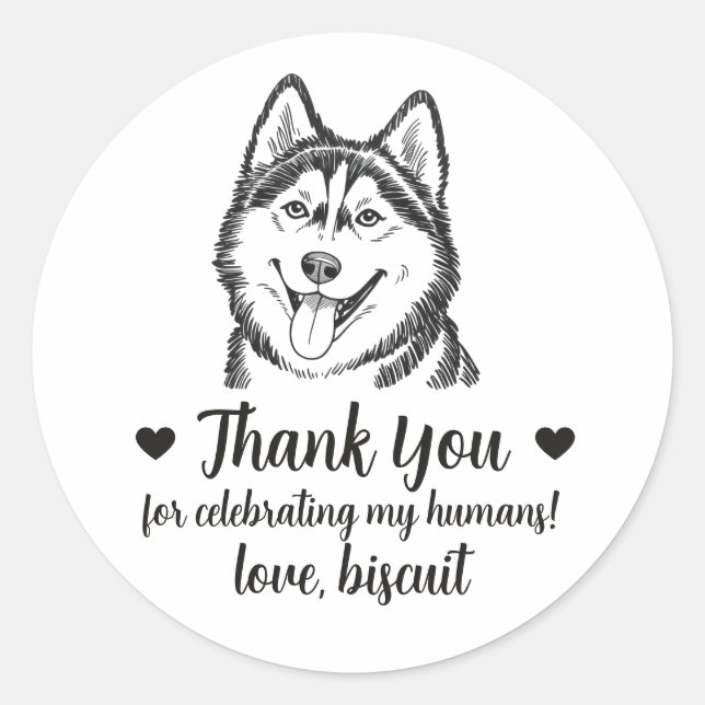 Adesivos Personalizados de Casamento com Cachorro  (Frente)