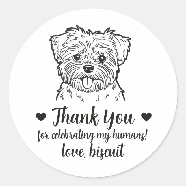 Adesivos Personalizados de Casamento com Cachorro  (Frente)