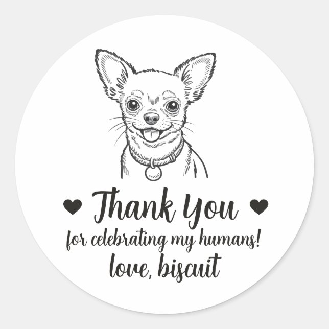 Adesivos Personalizados de Casamento com Cachorro  (Frente)