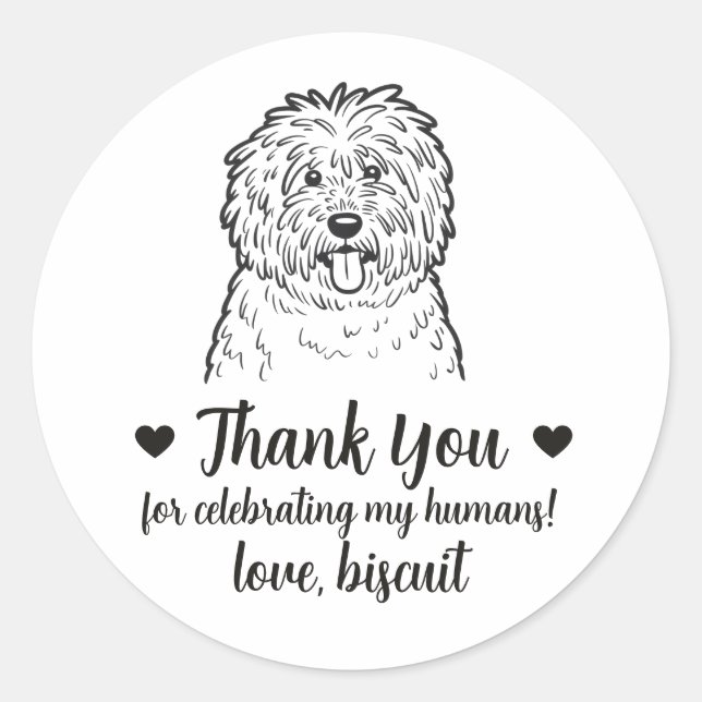 Adesivos Personalizados de Casamento com Cachorro  (Frente)