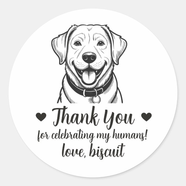 Adesivos Personalizados de Casamento com Cachorro  (Frente)