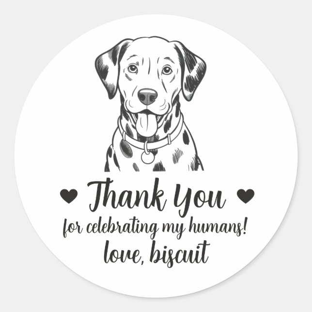 Adesivos Personalizados de Casamento com Cachorro  (Frente)