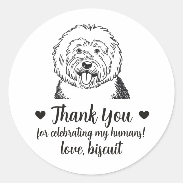 Adesivos Personalizados de Casamento com Cão Engli (Frente)