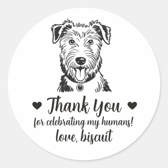 Adesivos Personalizados de Casamento com Deerhound (Frente)