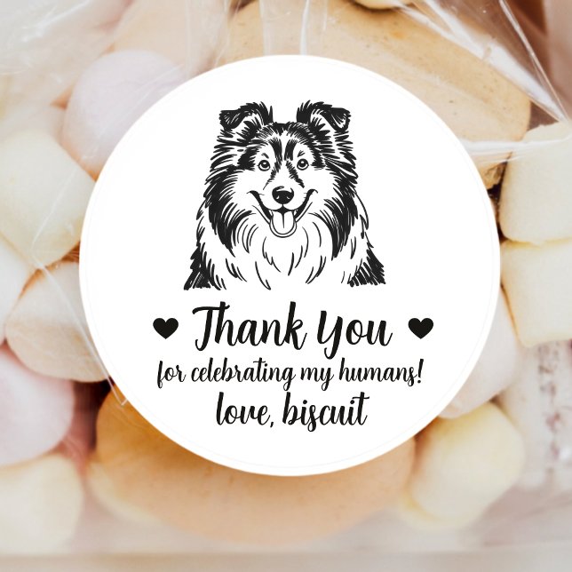 Adesivos Personalizados de Casamento com Sheltie (Criador carregado)