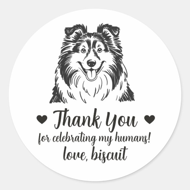 Adesivos Personalizados de Casamento com Sheltie (Frente)