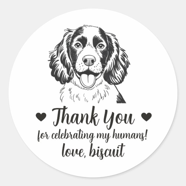 Adesivos Personalizados de Casamento com Spaniel (Frente)