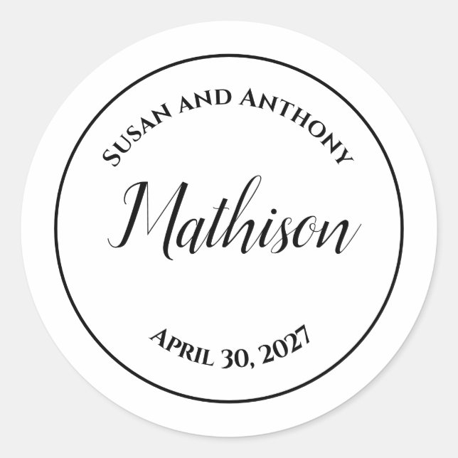 Adesivos Personalizados de Círculo para Casamento  (Frente)