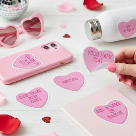 Adesivos personalizados de coração de doce rosa em