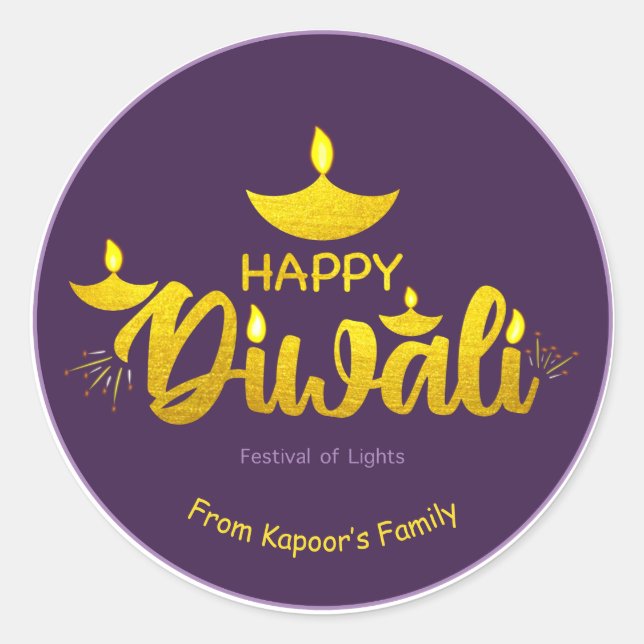 Adesivos personalizados de Diwali para presentes p (Frente)
