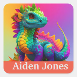 Adesivos personalizados de dragões coloridos