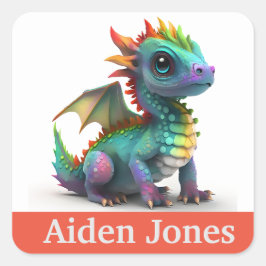 Adesivos personalizados de dragões coloridos