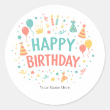 Adesivos Personalizados de Festa de Aniversário Fe