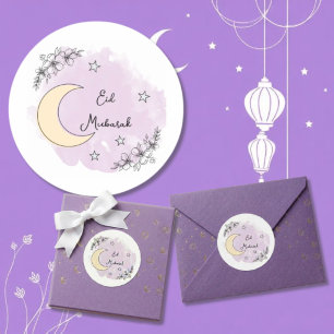 Adesivos Personalizados de Lavanda Eid Mubarak